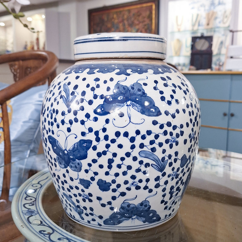 Pot en porcelaine bleu / blanc 9,5 po