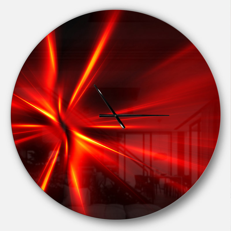 Red and Yellow Rays - Horloge murale moderne, Grand