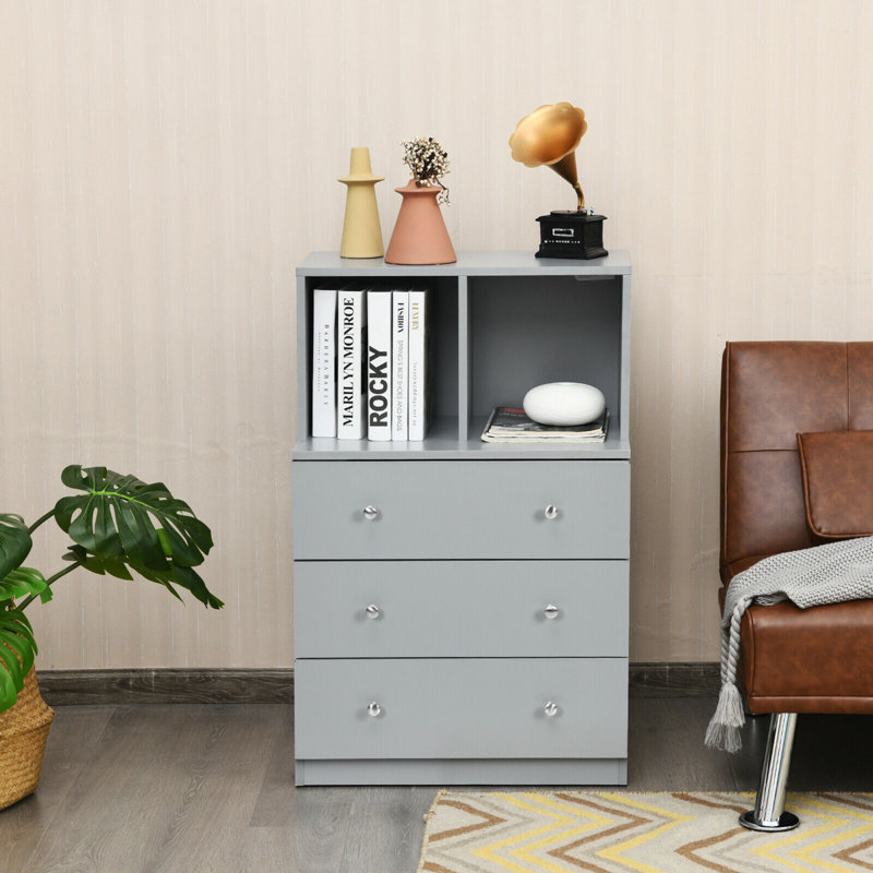 Commode 3 tiroirs Frants, Gris