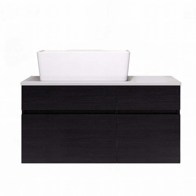 Meuble-lavabo flottant 31,5 pouces avec lavabo, Noir / blanc
