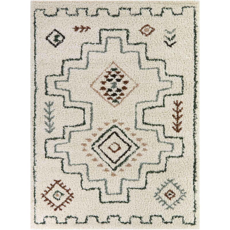 Tapis crème à poils longs Eugenia, Rectangle 5 pi 3 po x 7 pi