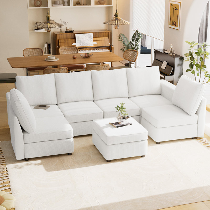 Canapé modulaire 7 pièces VINGLI, Polyester blanc