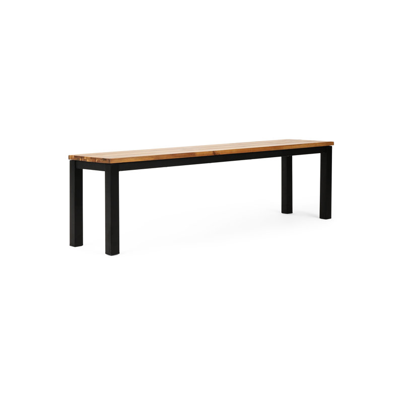 Banc en bois exotique avec base en métal pour l