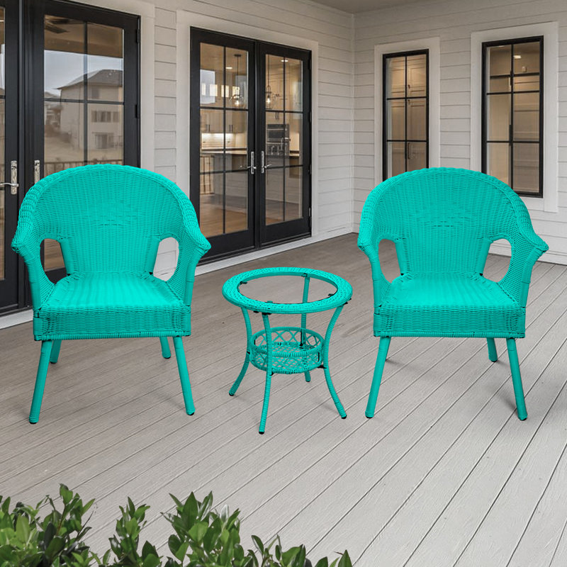 Ensemble de conversation pour terrasse avec coussins Luxton, Turquoise