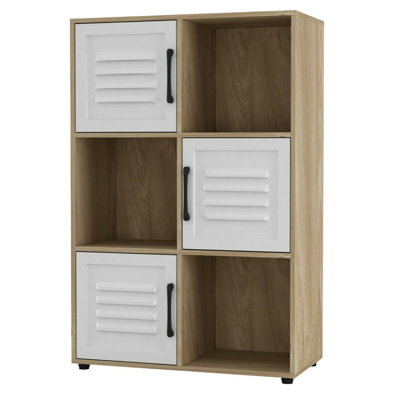 Berring 90.5 cm H x 60 cm W Cube Bookcase, Oak/White