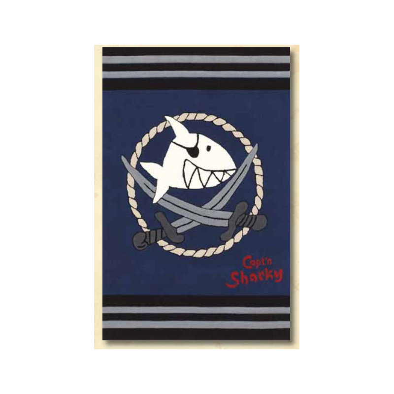 Capt'n Sharky Striped Area Rug, 150 x 200cm