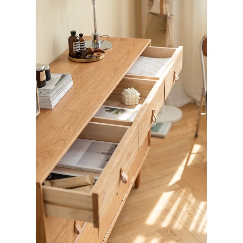 Leather Handle Flip Door Buffet Table