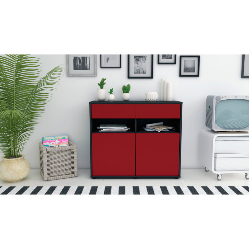 Portola 92cm Sideboard, Anthracite/Red