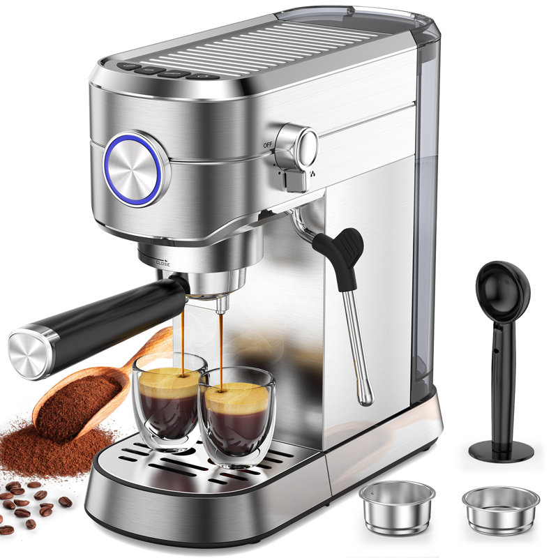 Machine à espresso Cowsar, cafetière 20 bars avec buse à vapeur et réservoir d'eau amovible de 40 oz, acier inoxydable