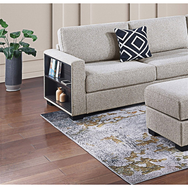 Canapé modulaire réversible avec repose-pieds, Beige