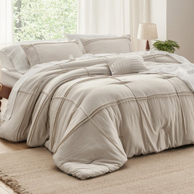 Bedsure Grid Pleated Comforter Set