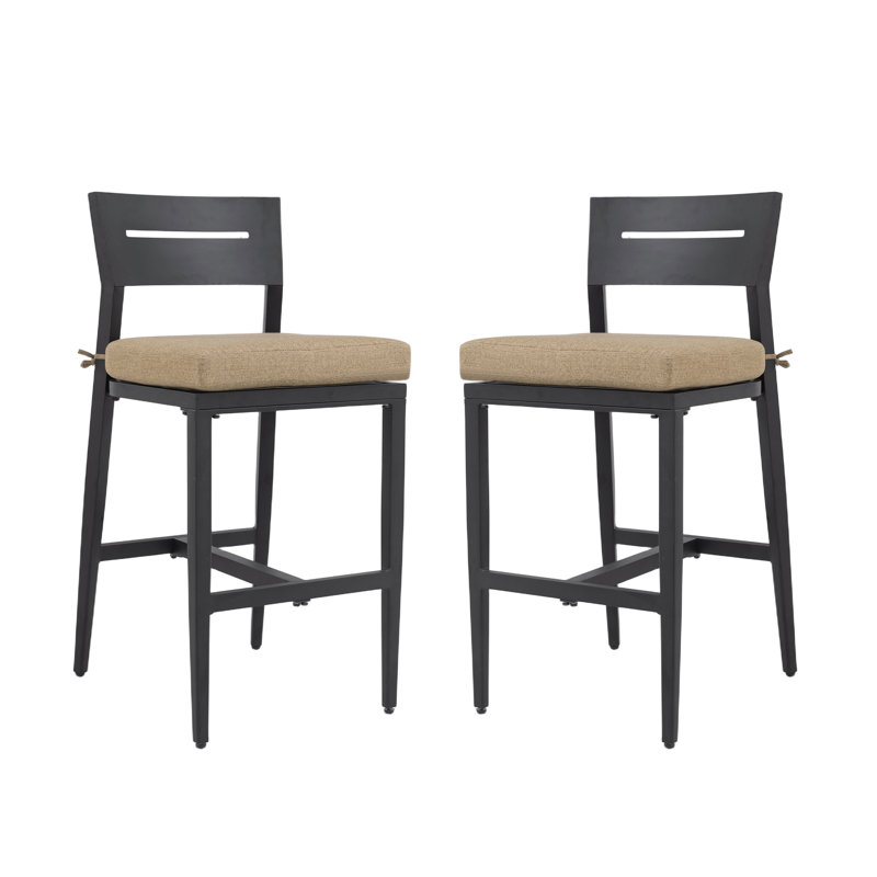 Tabourets de bar modernes avec Sunbrella confort (ensemble de 2), Brun