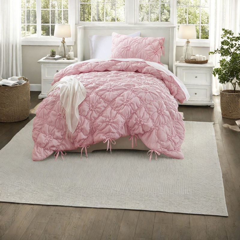 Ensemble de literie pour lit simple en microfibre rose Cozy