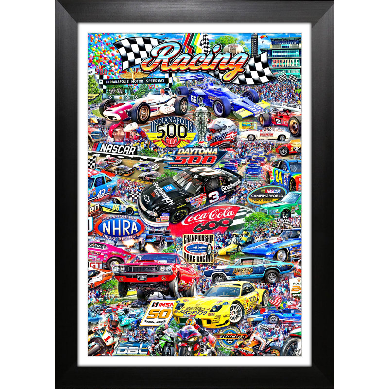 Auto Racing Collage, reproduction encadrée de Michael Fishel