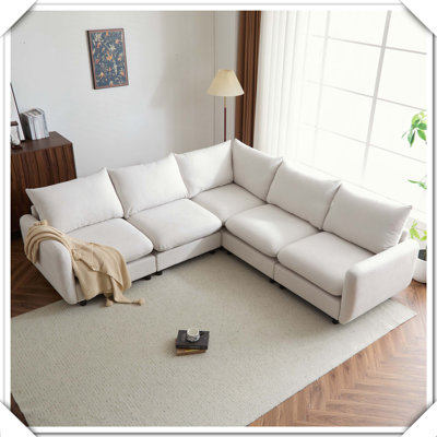 Oversize 5-Piece L-Shaped Modular Velvet Sectional Sofa