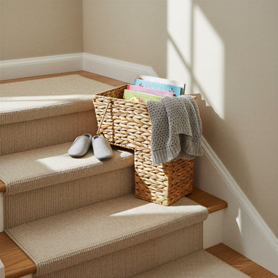 Bertram Handwoven Wicker Stair Basket with Handles