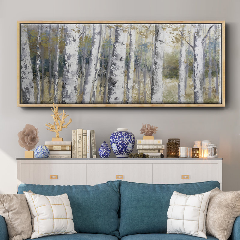 Hidden Birch- Framed Canvas, 20" H x 50" W