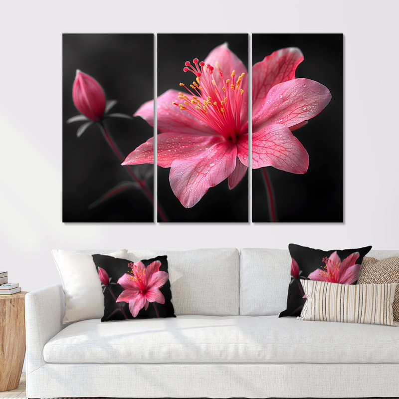 Pink Grey Elegant Simplicity Fuchsia - Fuschia Wall Art Set, Canevas, H 32 po x l 48 po x P 1 po