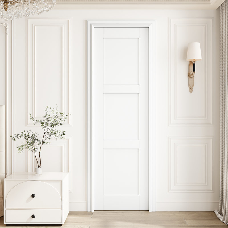 Porte intérieure à 3 panneaux de 24 po x 96 po à noyau plein, porte intérieure à finition blanche prête à peindre, sans quincaillerie, pour la chambre à coucher, le placard, le couloir, le salon, le garde-manger et la salle de bain Porte française et pliante