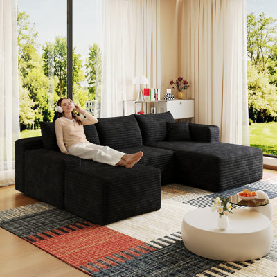 Canapé modulaire rembourré en U avec repose-pieds