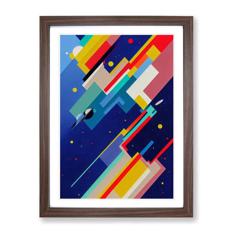 Abstract Spaceship Rocket No.1 - Single Picture Frame Print, Walnut, 64cm H x 46cm W x 2cm D