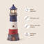 Statue de phare solaire en résine de 32,5 cm de haut avec accents bleus et lumière DEL-1595361713
