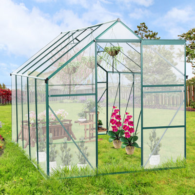 All Weather 6x10ft Greenhouse With Polycarbonate Board For Outdoor Flower Growth Nursery Area Panels Plants