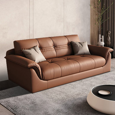 Orange Genuine Leather Standard Sofa cushion couch