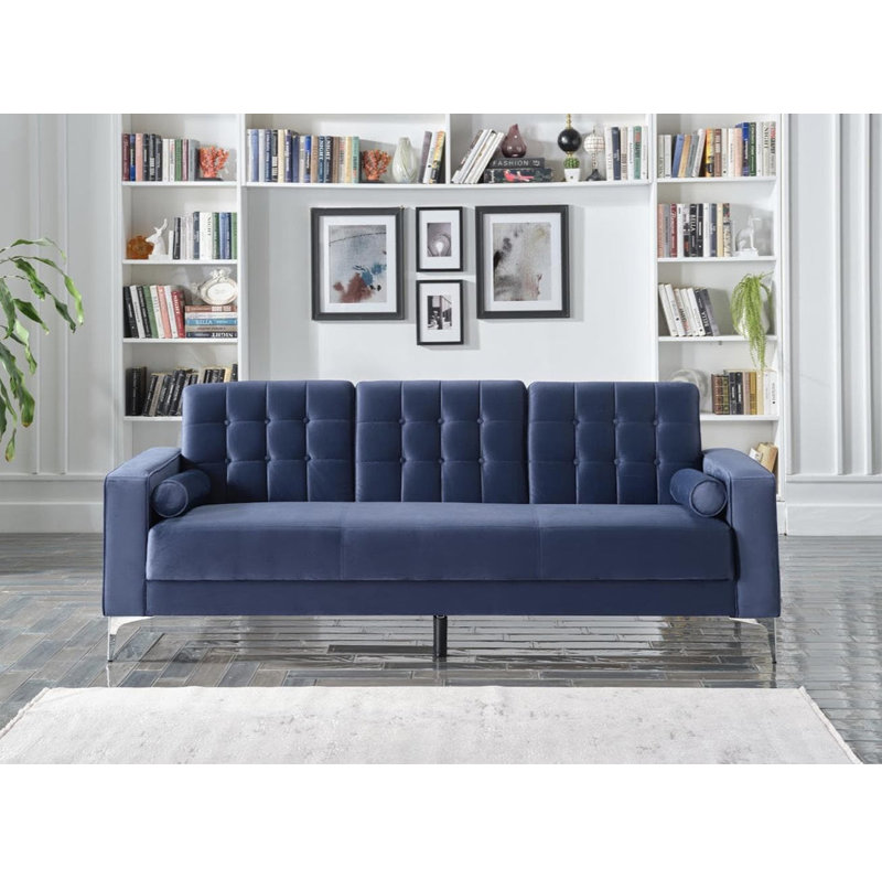 Canapé Goldson Vika gris, 100 % polyester bleu marine