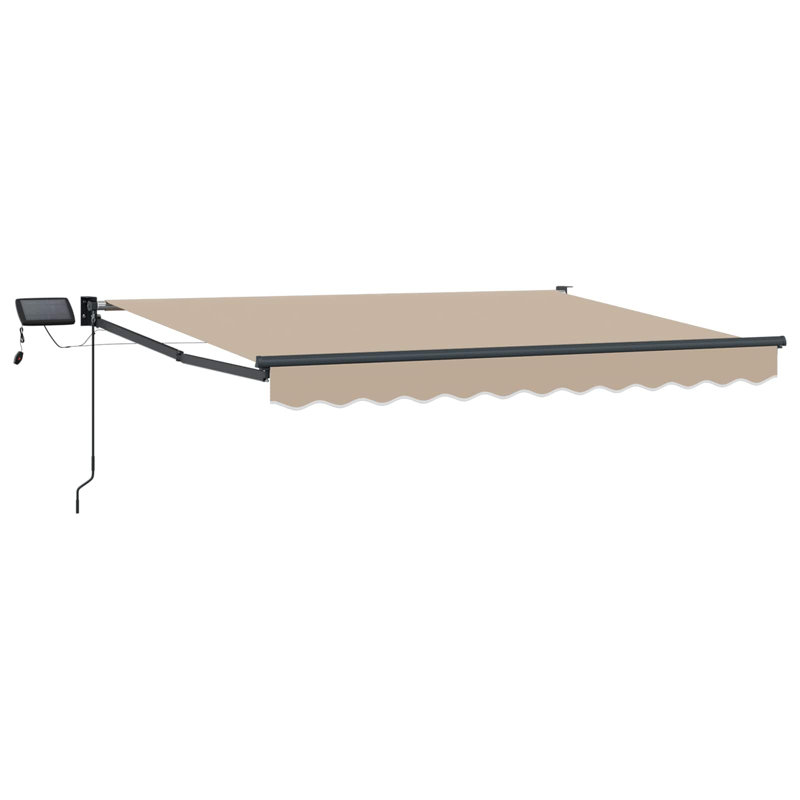 VidaXL Polyester Cover Retractable Patio Awning, Beige/Black, 165cm H x 350cm W x 250cm D