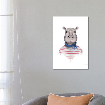 Hippo In Handkerchief by Rachel Nieman - Wrapped Canvas Gallery-Wrapped Canvas Giclée