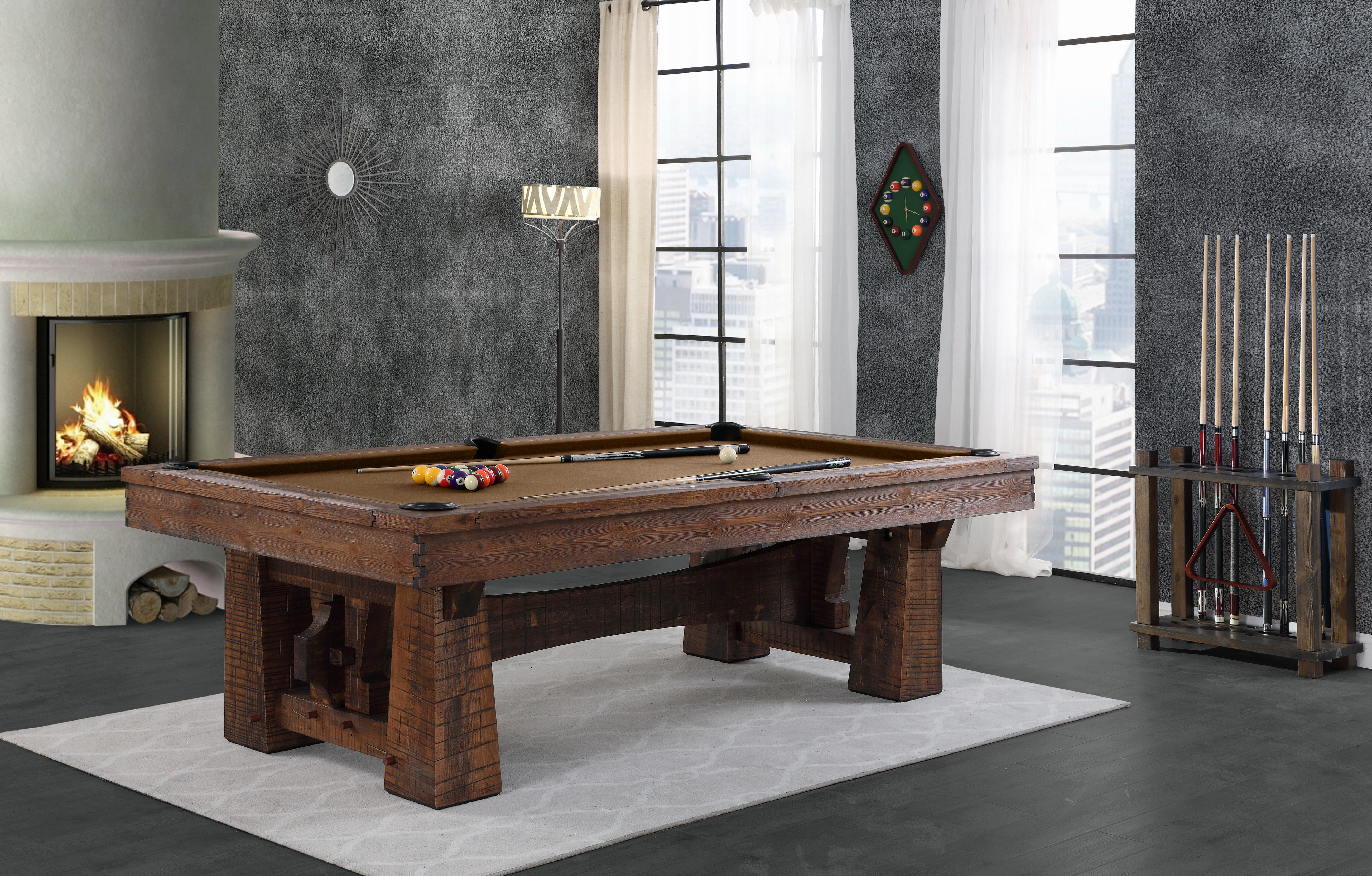 Rustic Barnwood Timber Lodge Pool Table w/premium Billiard Accessories