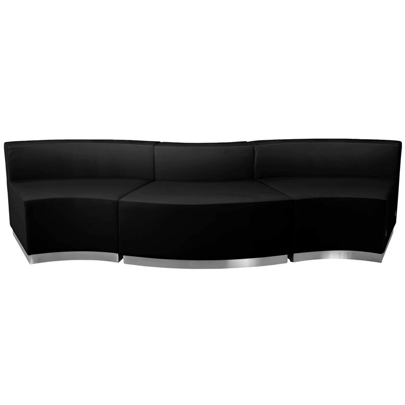 Hercules Alon 3 PC LeatherSoft Modular Reception Configuration w/Taut Back &Seat, Black Faux Leather