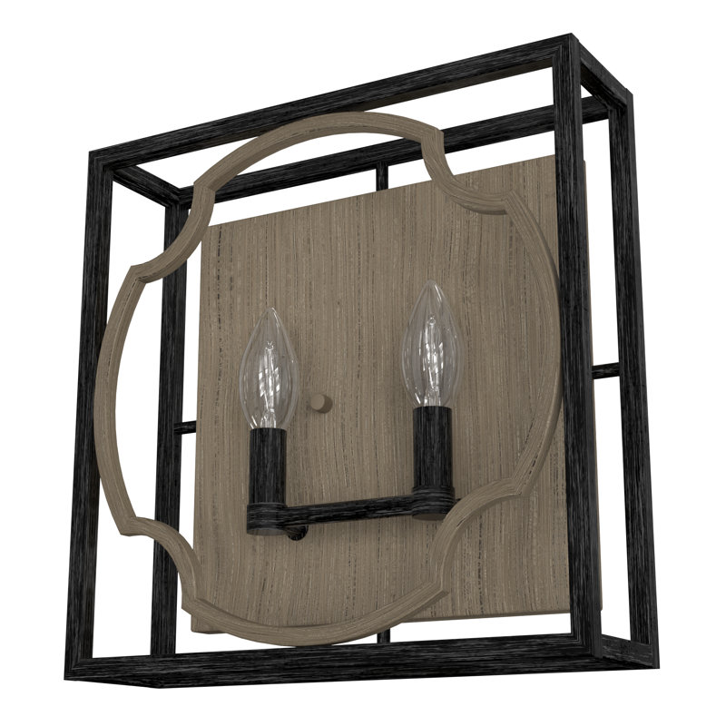 2 - Light Dimmable Flush Mounted Sconce, Black