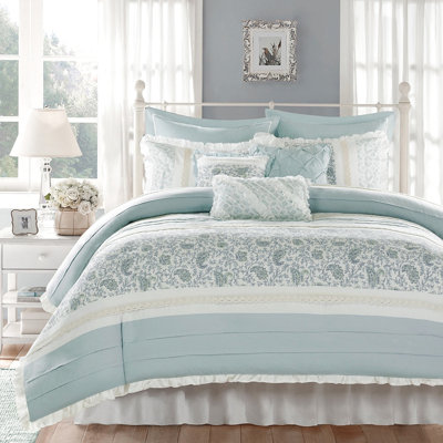 Housse de couette pour très grand lit 9 pièces - Tissu de coton multicolore pour décoration de chambre à coucher de style champêtre avec imprimé de textiles et 3 coussins