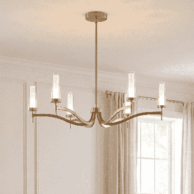 6-Light Chandelier in Warm Brass