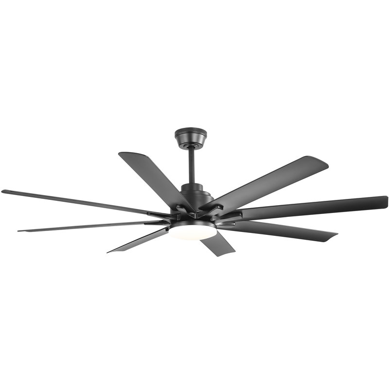 168cm Ceiling Fan with LED Lights, Black