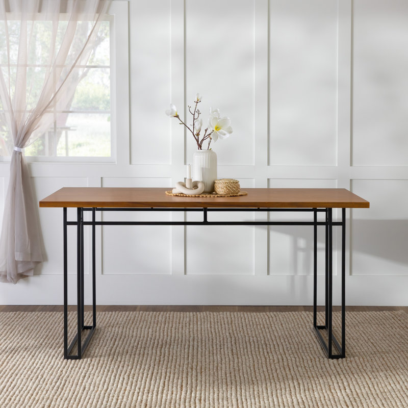 Monowi Pine Metal Base Dining Table, Walnut
