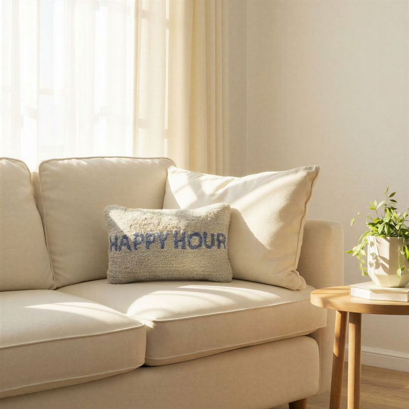Cotton Tufted Lumbar Pillow “Happy Hour”