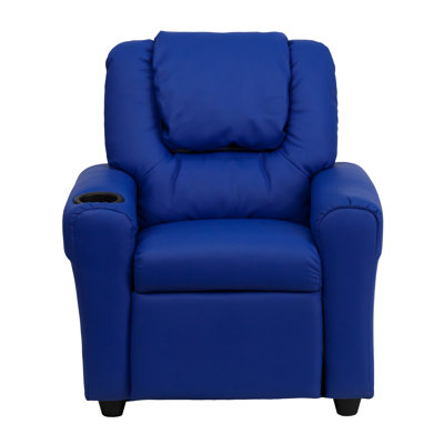 Contemporary Kids Recliner with Cup Holder and Headrest