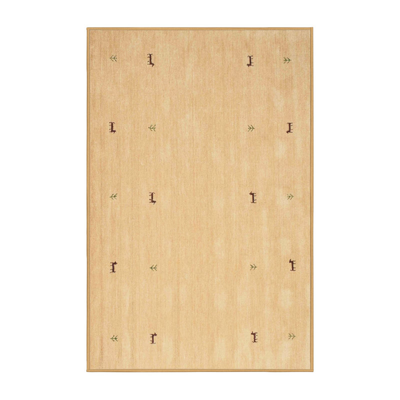 Tapis de zone jaune clair contemporain, Rectangle 5 pi x 7 pi