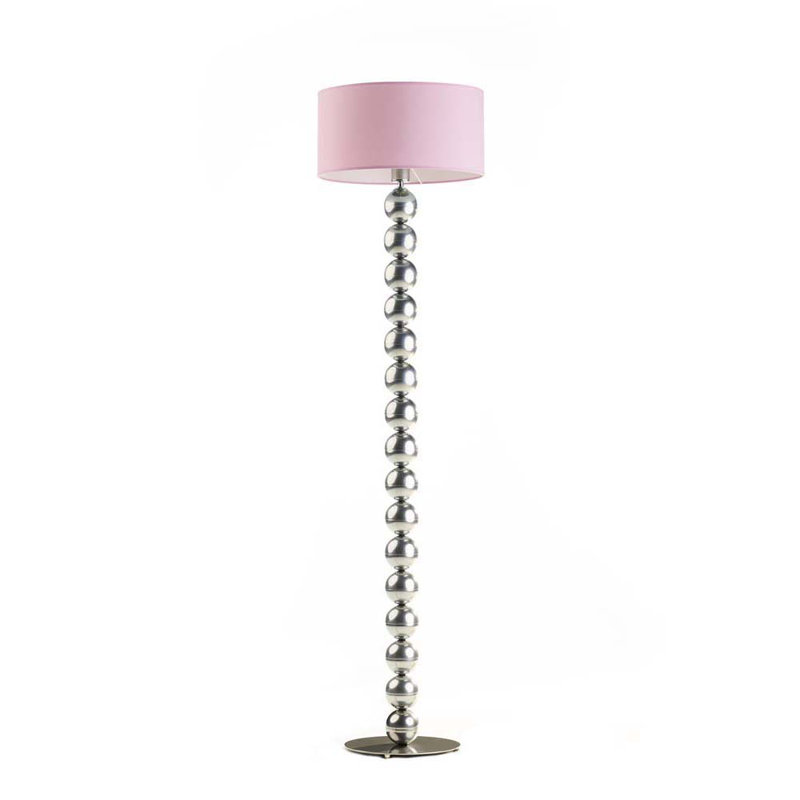 Moody 158cm Traditional Floor Lamp, Light Pink, Silver