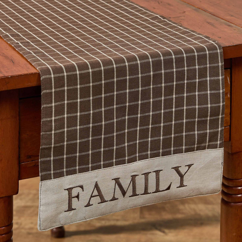 Family Brown PlaidTable Runner 13", 54" L x 13" W
