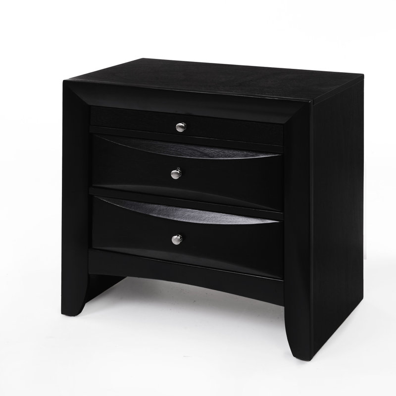 Table de chevet moderne noire - Le rangement intérieur spacieux rehausse l'ambiance élégante de la chambre à coucher avec ses tiroirs fonctionnels et son attrait