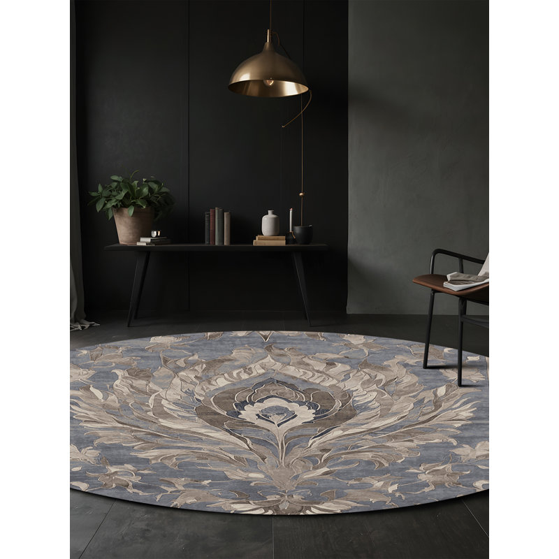 Tapis gris lavable à la machine, Rond 4 pi
