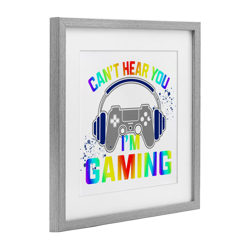 Rainbow Can Hear Hear You Gaming, impression sous verre encadrée, conception de Kim Allen, H 16 po x l 16 po
