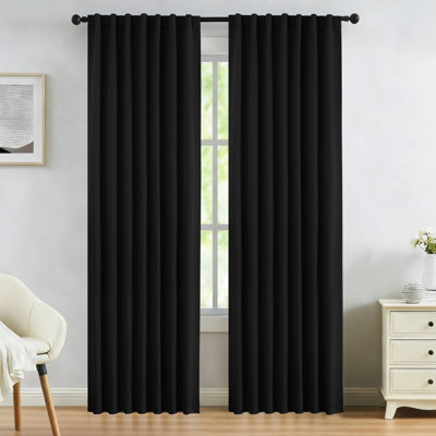 52" x 108" Black Premium Blackout Thermal Insulated & Noise Reducing Window Curtain Panel Pair, Set of 2