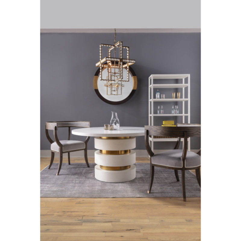 Armand Round Dining Table, White Smooth Gesso/Antiqued Brass
