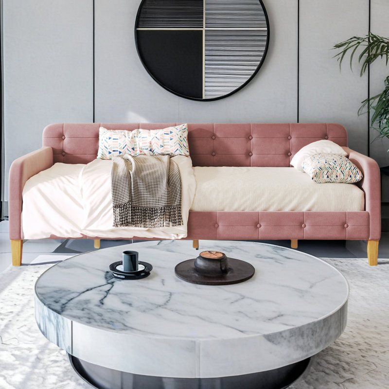 Upholstered Daybed, Twin, Pink