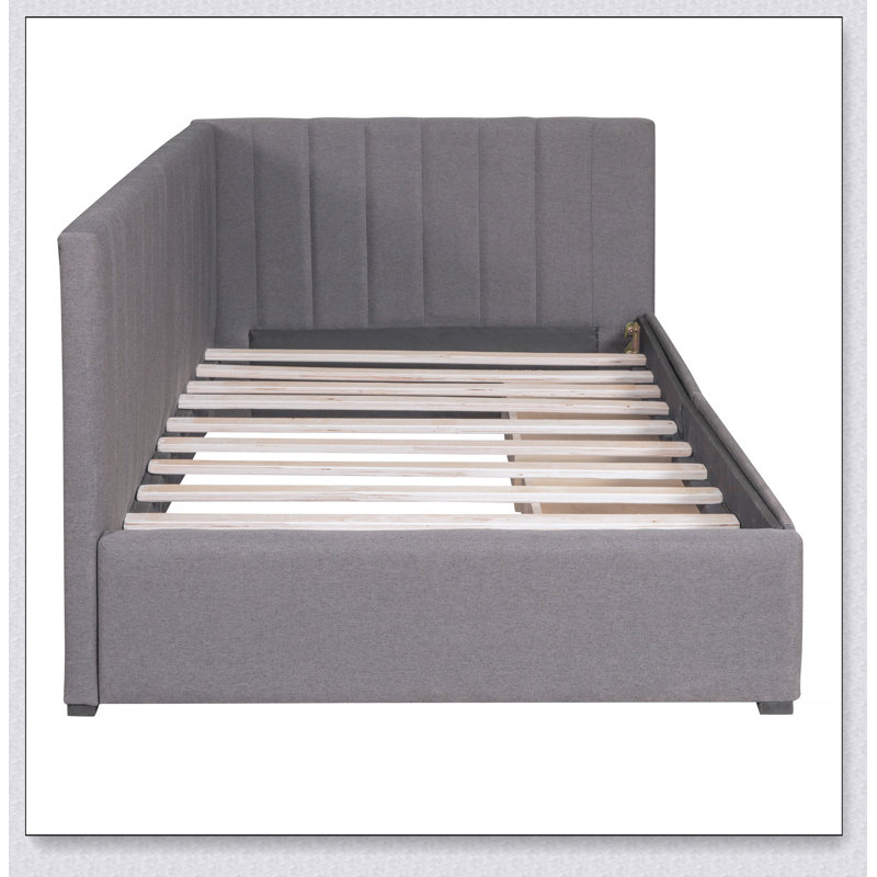 Upholstered Daybed With 2 Storage Drawers Sofa Bed Frame, Gray